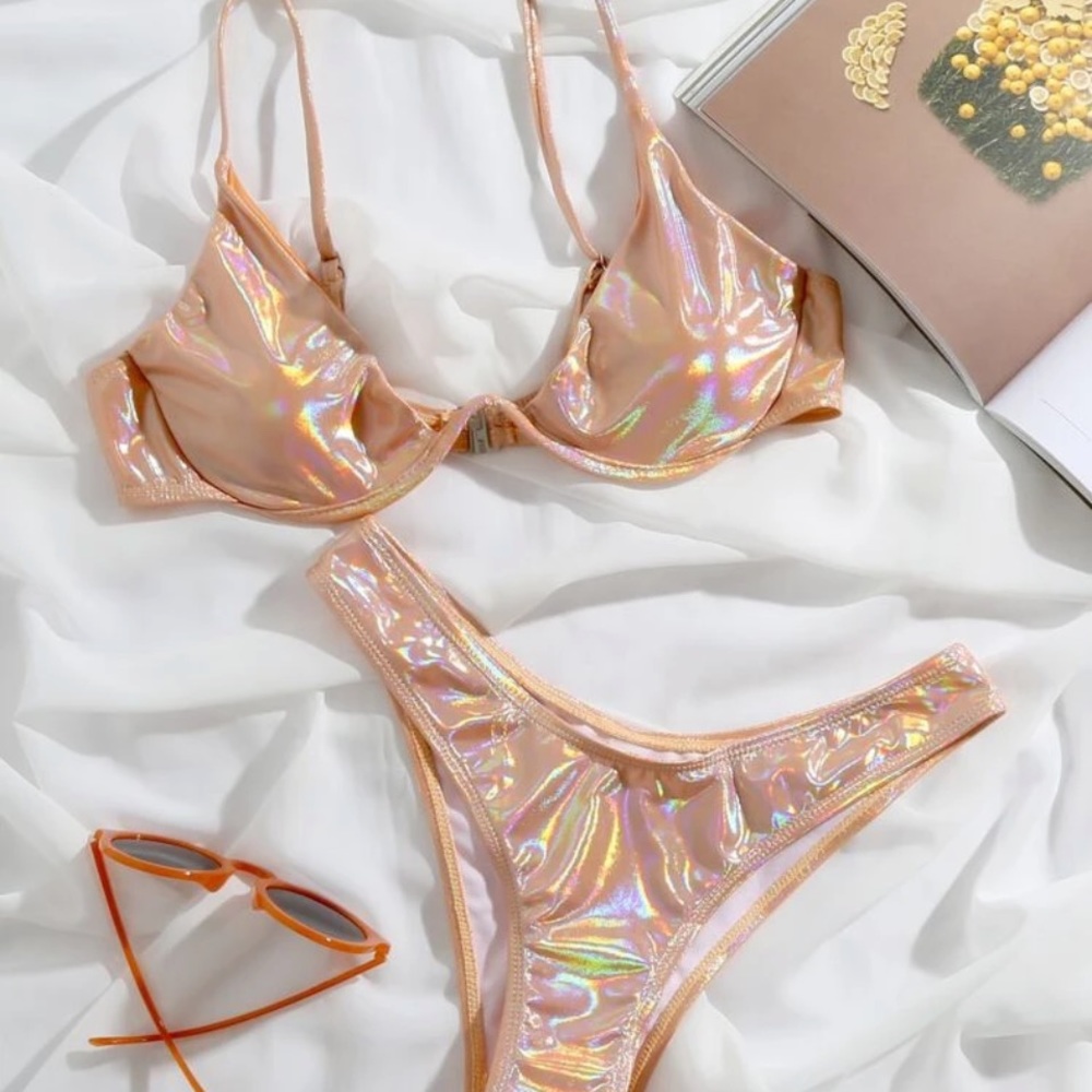 Orange Metallic Underwire Bikini set